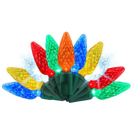 Front. Celebrations - Platinum LED C6 Multicolored 50 ct String Christmas Lights 25 ft. - Multicolored.