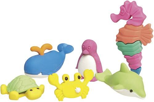 Front Standard. Schoolio - Sea Animal-Shape Erasers (6-Count).