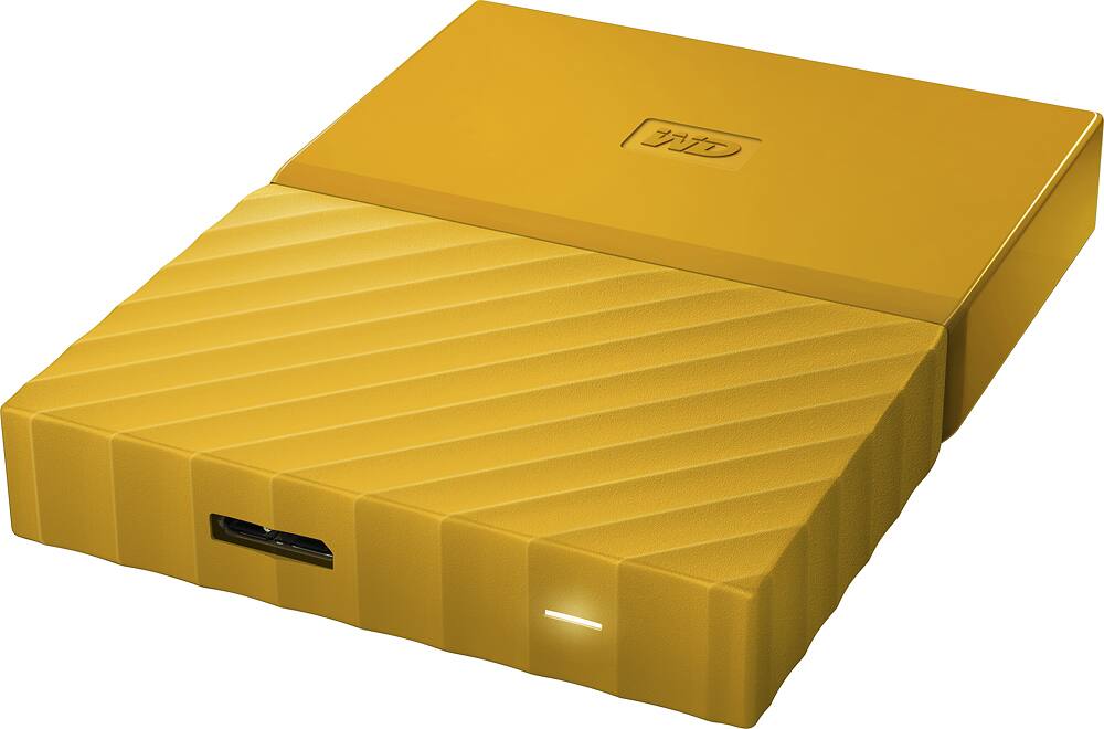 Alt View 1. WD - My Passport 2TB External USB 3.0 Portable Hard Drive - Yellow.