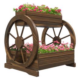 Outsunny - Wagon Planter Box, 3-Tier Raised Garden Bed, for Vegetables Flowers Herbs - Carbonized