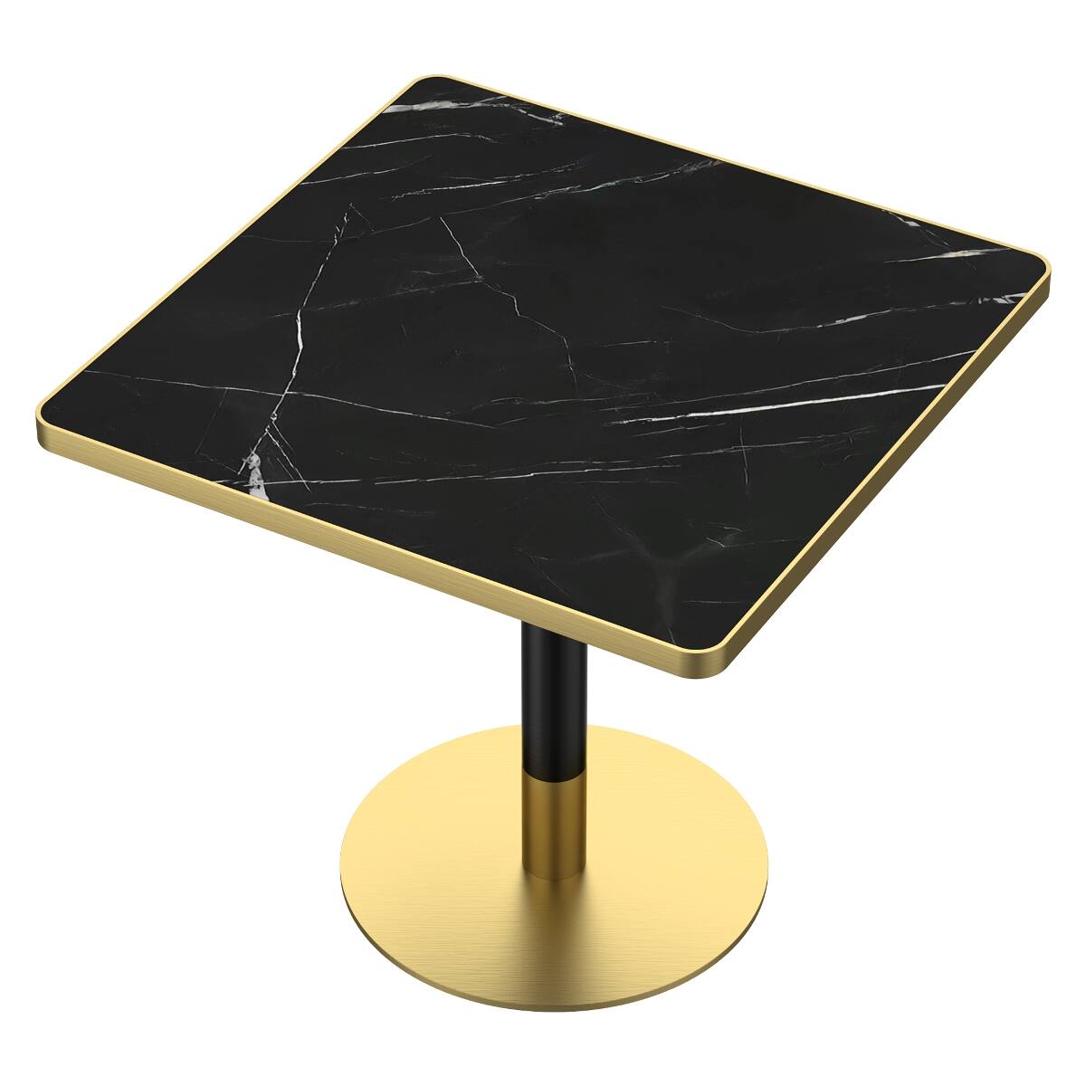 Left. Loheer - Loheer 31.5 inch Square Dining Table with Sintered Stone Tabletop, Black and Gold - Black and Gold.