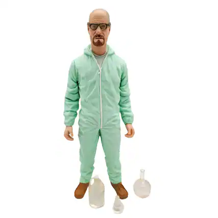 Front. Mezco Toyz - Breaking Bad Px Exclusive Blue Hazmat Walter White Figure.