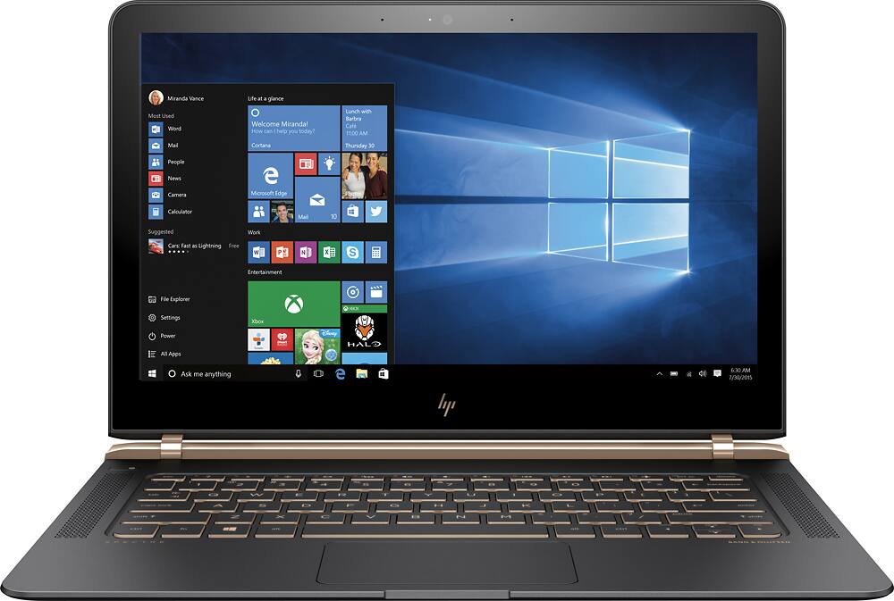 Front. HP - Spectre 13.3" Laptop - Intel Core i5 - 8GB Memory - 256GB Solid State Drive - Dark ash silver, Luxe copper accent.