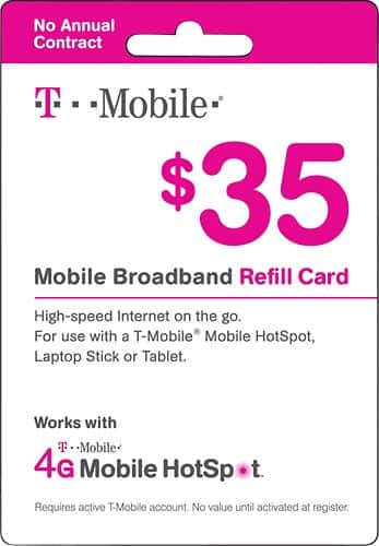 Front Standard. T-Mobile - $35 Mobile Broadband Pass.