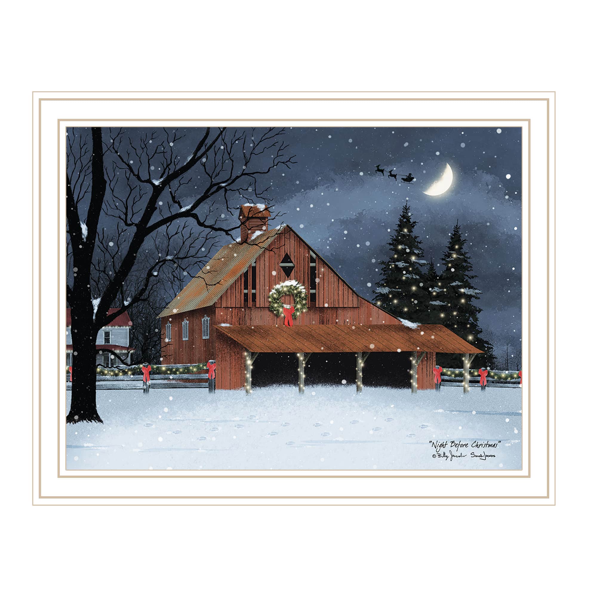 TinyHomie - Decor 4U Night Before Christmas Framed Wall Art Billy Jacobs - White