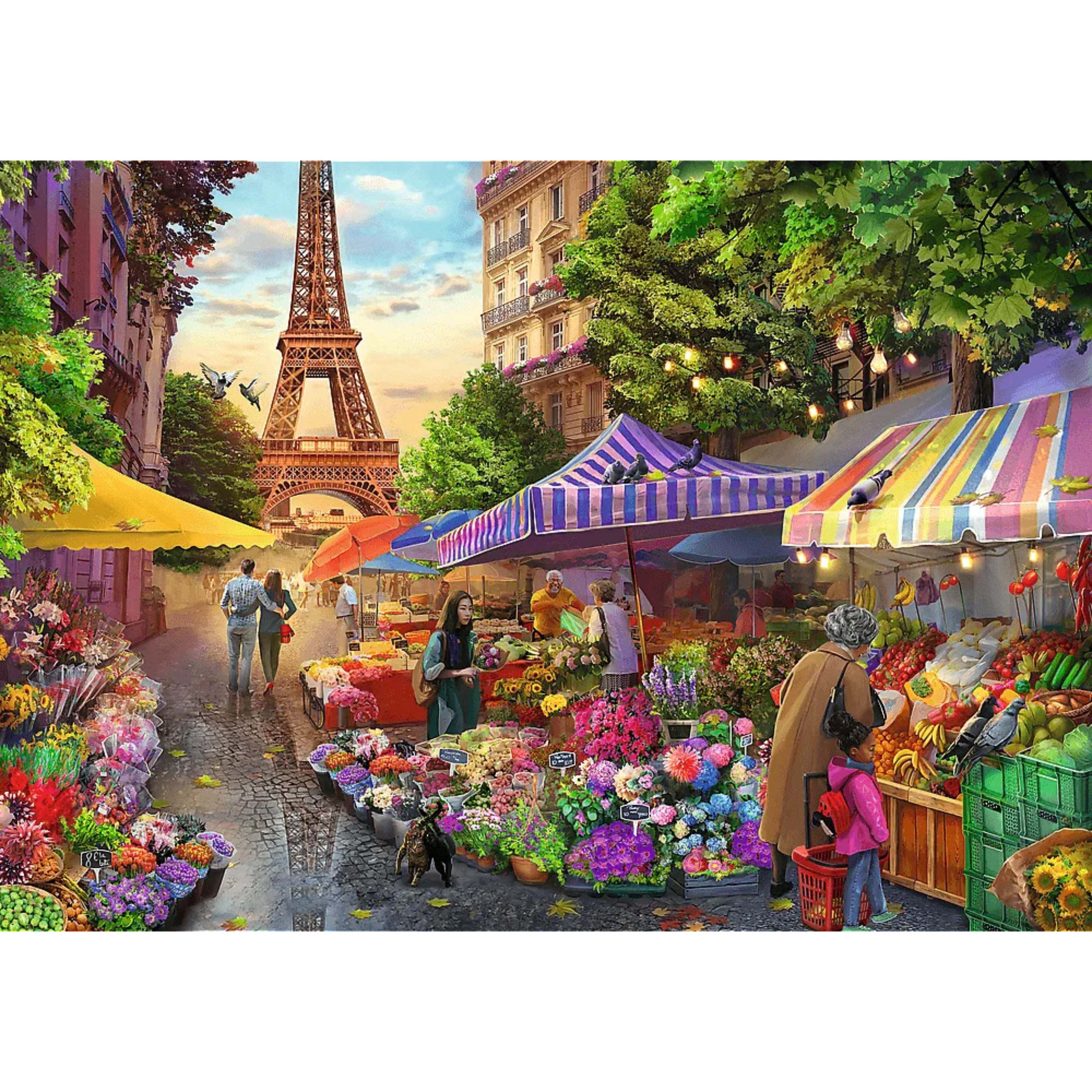 Alt View 1. Trefl - Trefl Premium Plus 1000 Piece Puzzle - Flower Market Paris.