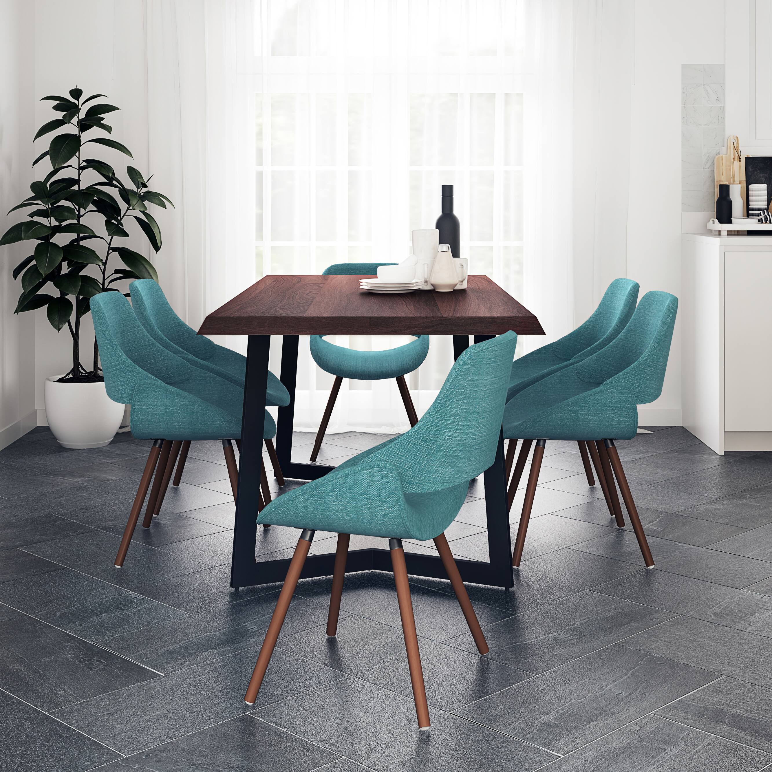 Angle. Simpli Home - Malden / Watkins 7-Piece Dining Set - Turquoise Blue.