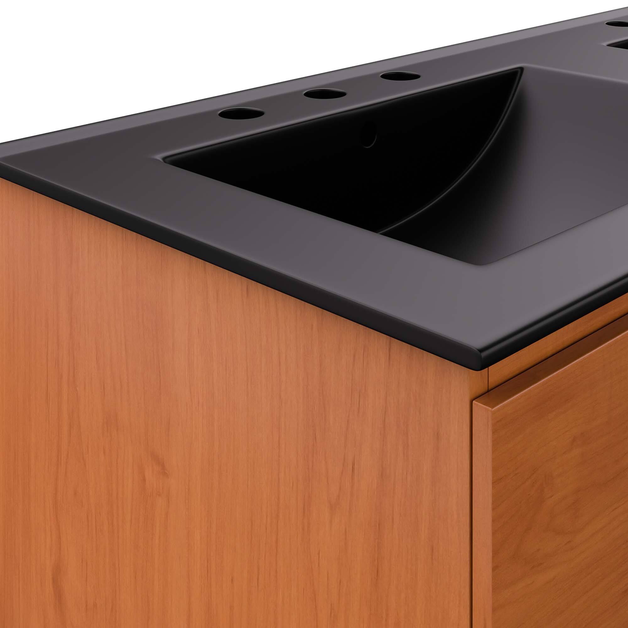 Alt View 6. Modway - Scenic 48" Double Wall-Mount Bathroom Vanity by Modway - Cherry Black.