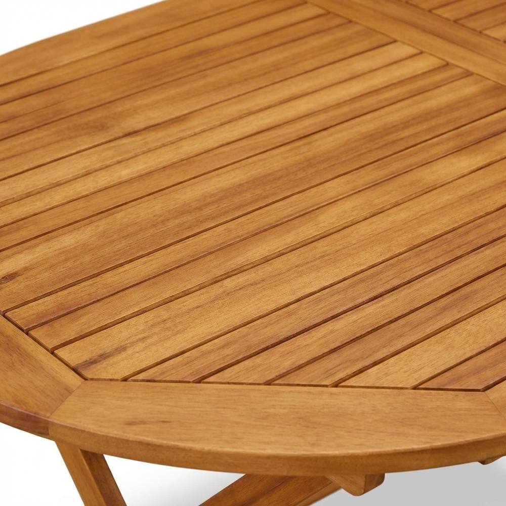 Back. Outdoor Escape - Oil-Finish Wooden Patio Table with Durable Weather-Resistant Coating - Brown.