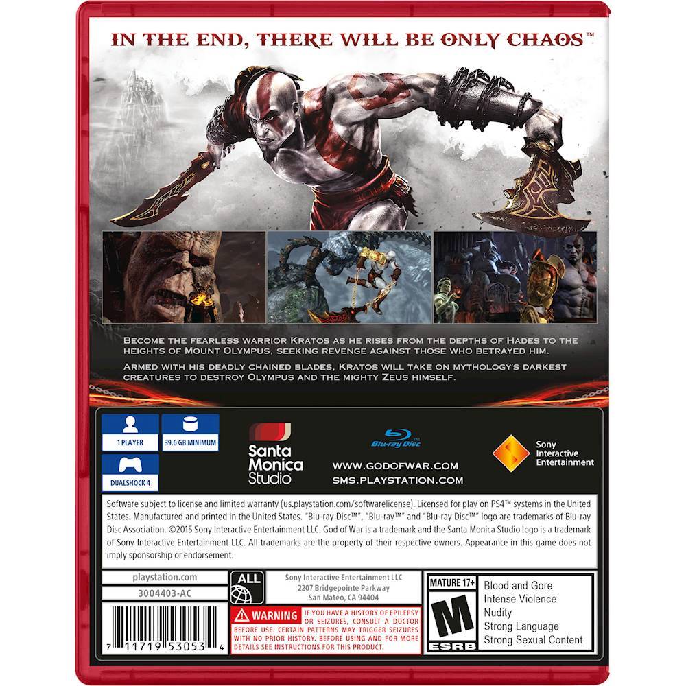 Jogo PS4 - God Of War III - Remasterizado - Playstation Hits - Sony