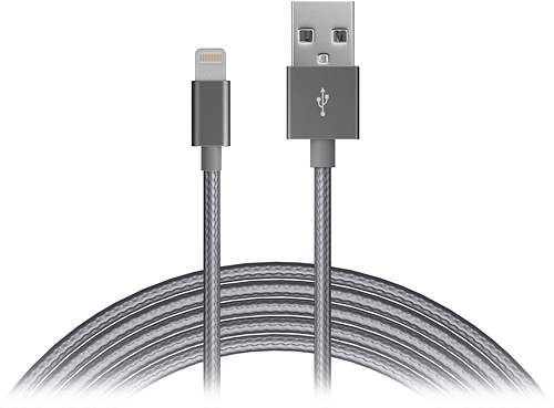 Just Wireless - Apple MFi Certified 6' Lightning USB Charging Cable - Slate gray