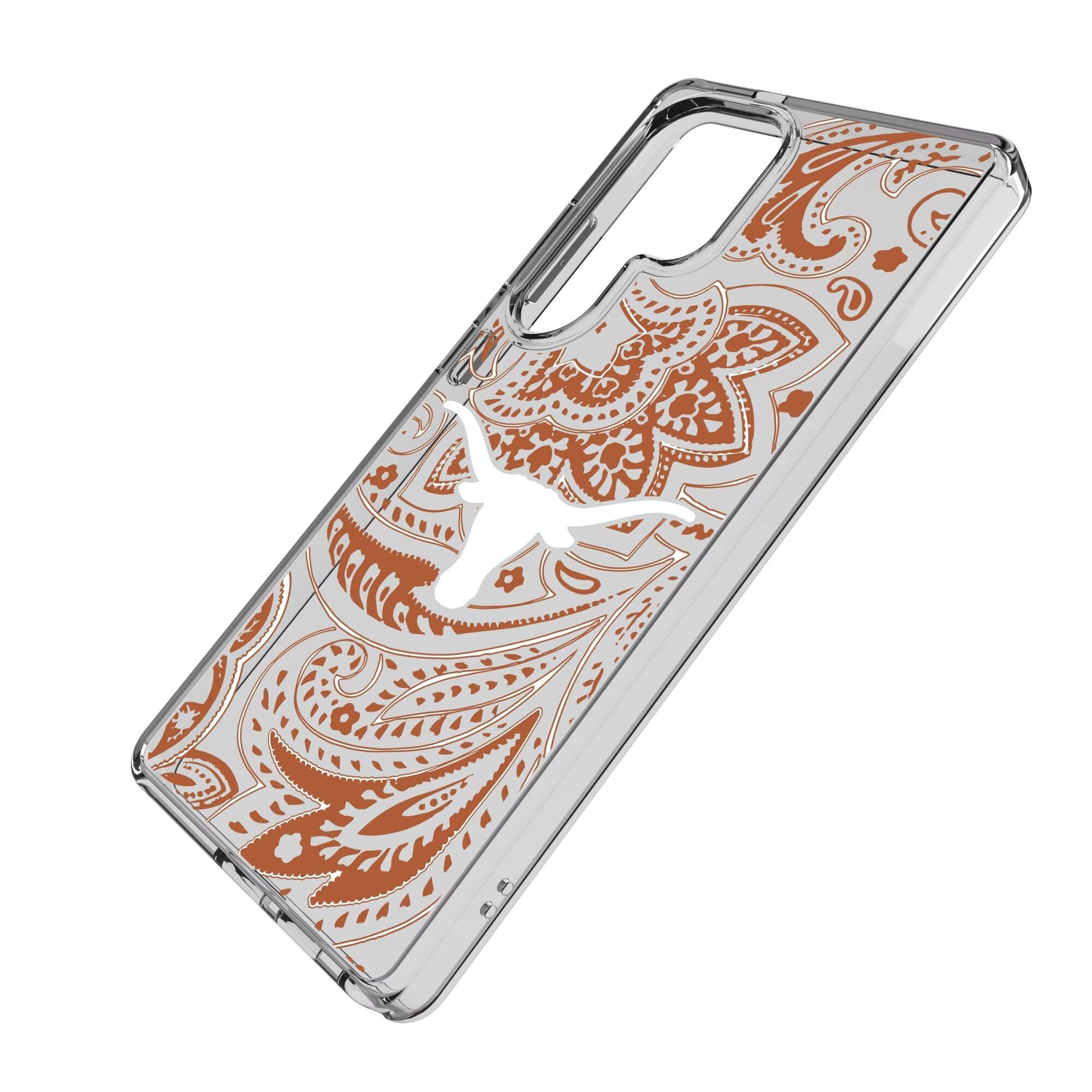 Alt View 1. Keyscaper - Texas Longhorns Paisley Galaxy Clear Case - S24 Ultra - Multicolor.