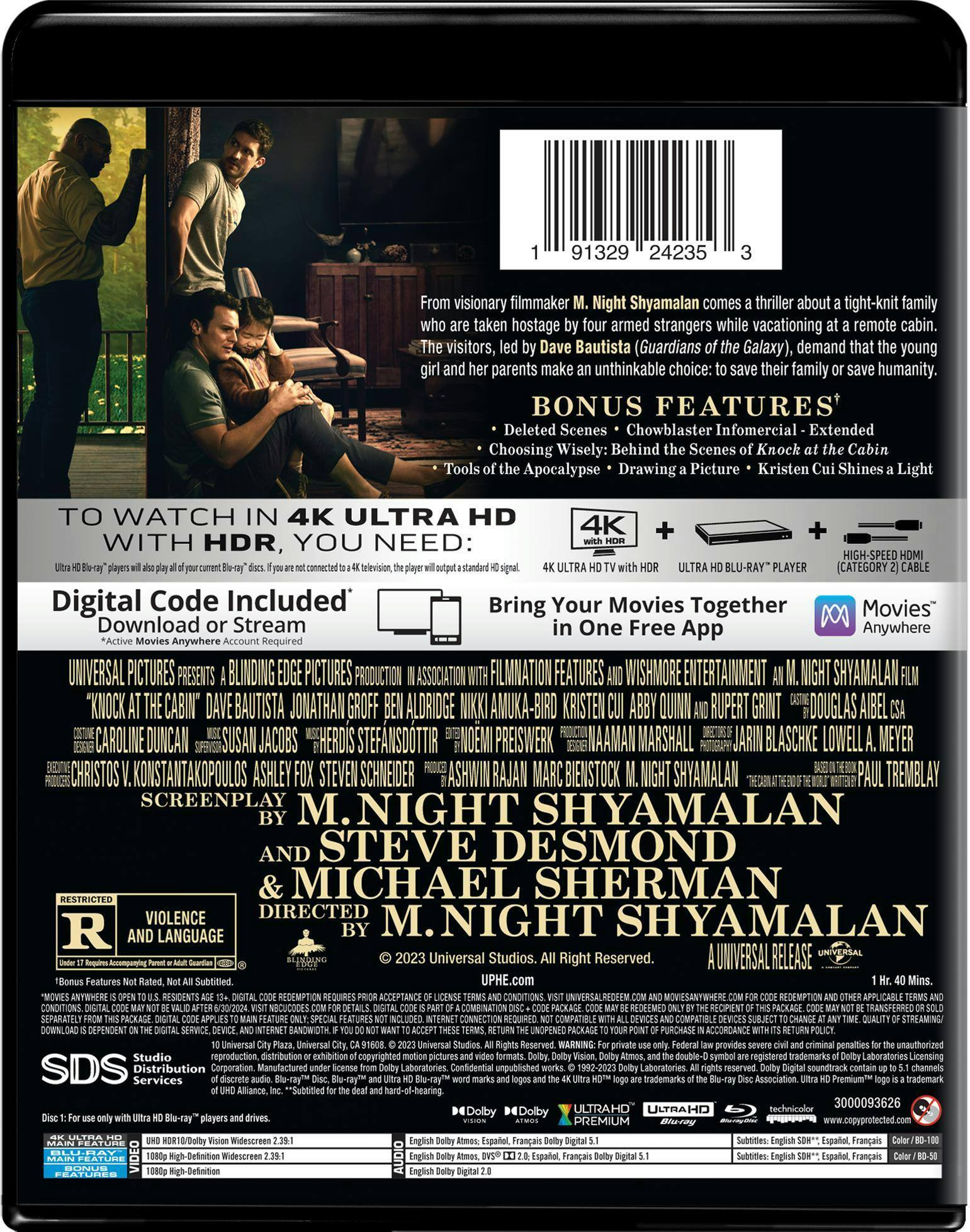 Back. Knock at the Cabin   - 4K Blu-Ray.