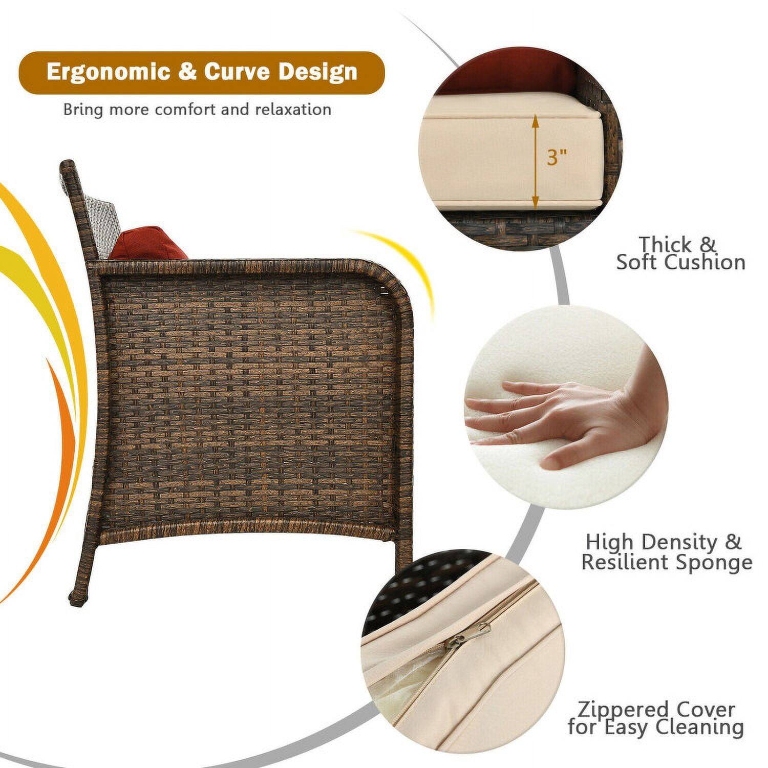 Ergonomic & Curve Design  
Bring more comfort and relaxation  

3" Thick & Soft Cushion  
High Density & Resilient Sponge  
Zippered Cover for Easy Cleaning