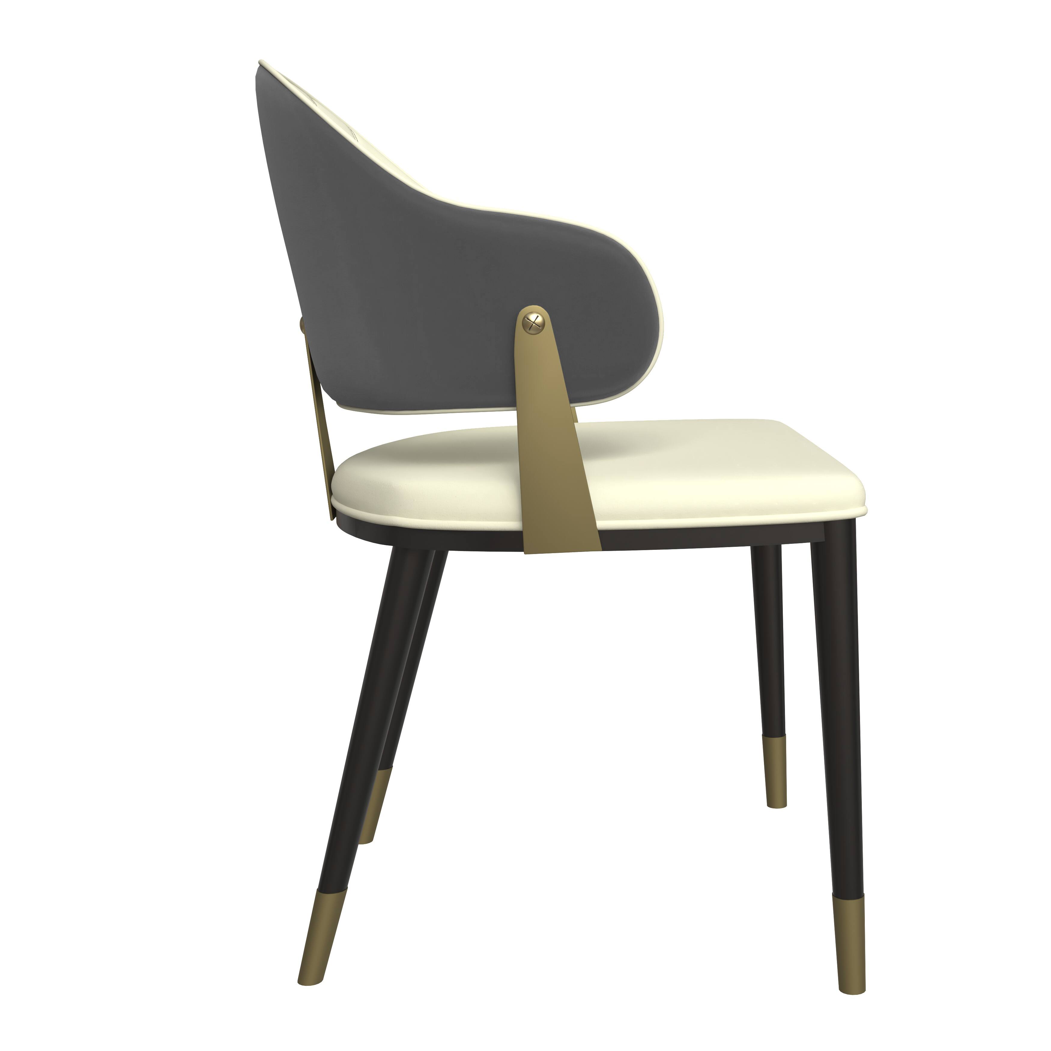 Alt View 4. LeisureMod - Aria 2-PCS Modern Dining Chair, Upholstered PU Leather Side Chair with Metal Legs - Grey.