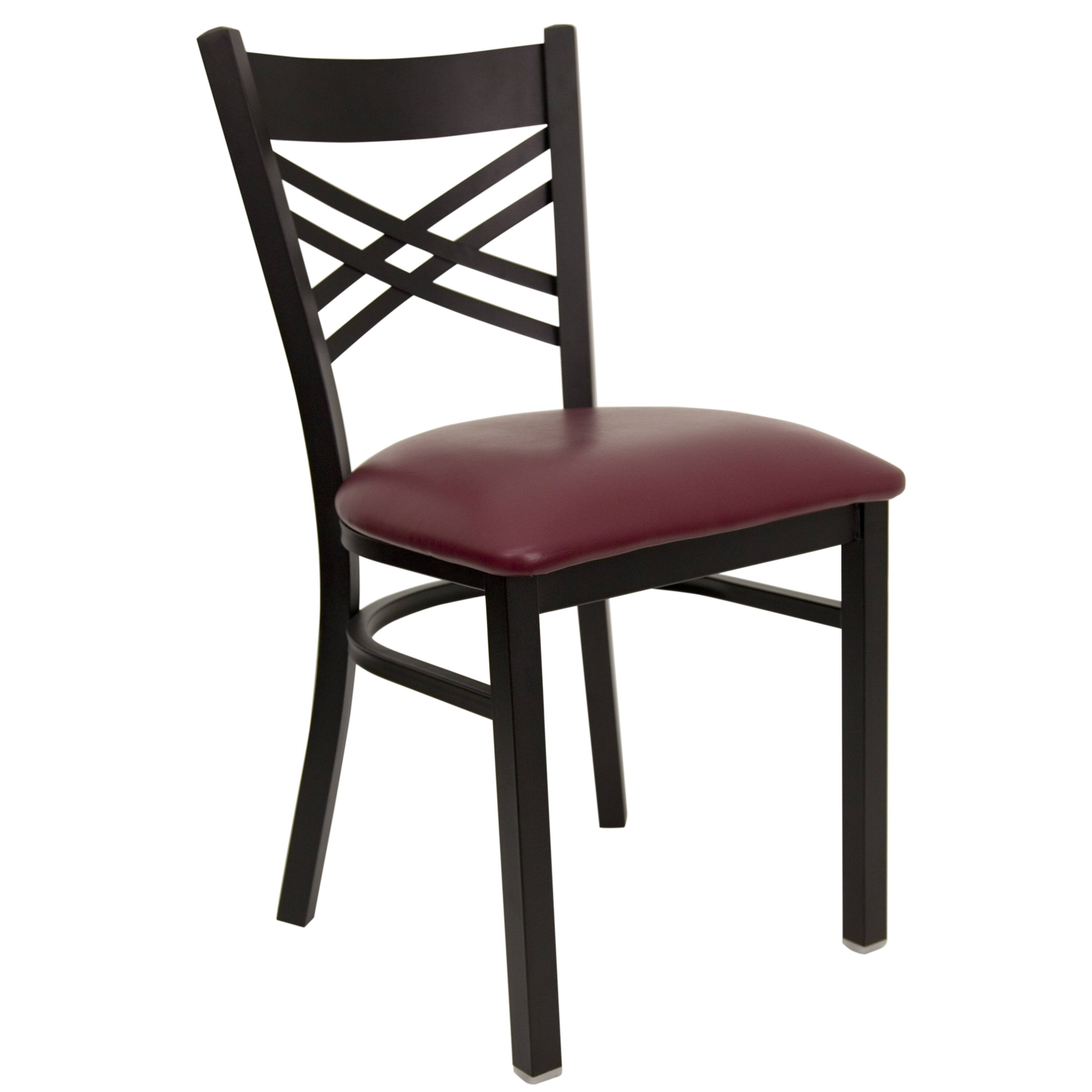 Burgundy Vinyl Seat/Black Metal Frame