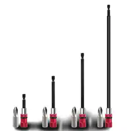 Home Collection - Drill Bit Extension Set Magnetic 1 4 Inch Hex, 4 Piece - Red and Black