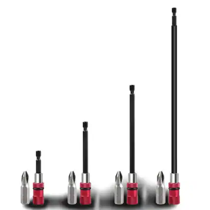 Front. Home Collection - Drill Bit Extension Set Magnetic 1 4 Inch Hex, 4 Piece - Red and Black.