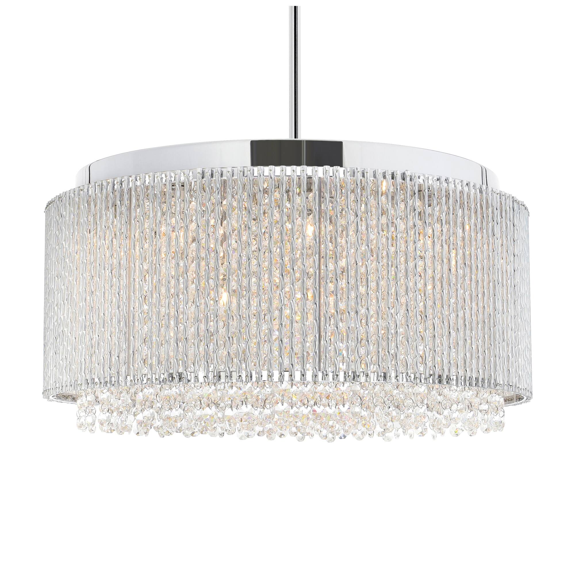 Angle. CWI Lighting - Claire 12 Light Drum Shade Chandelier With Chrome Finish - Chrome.