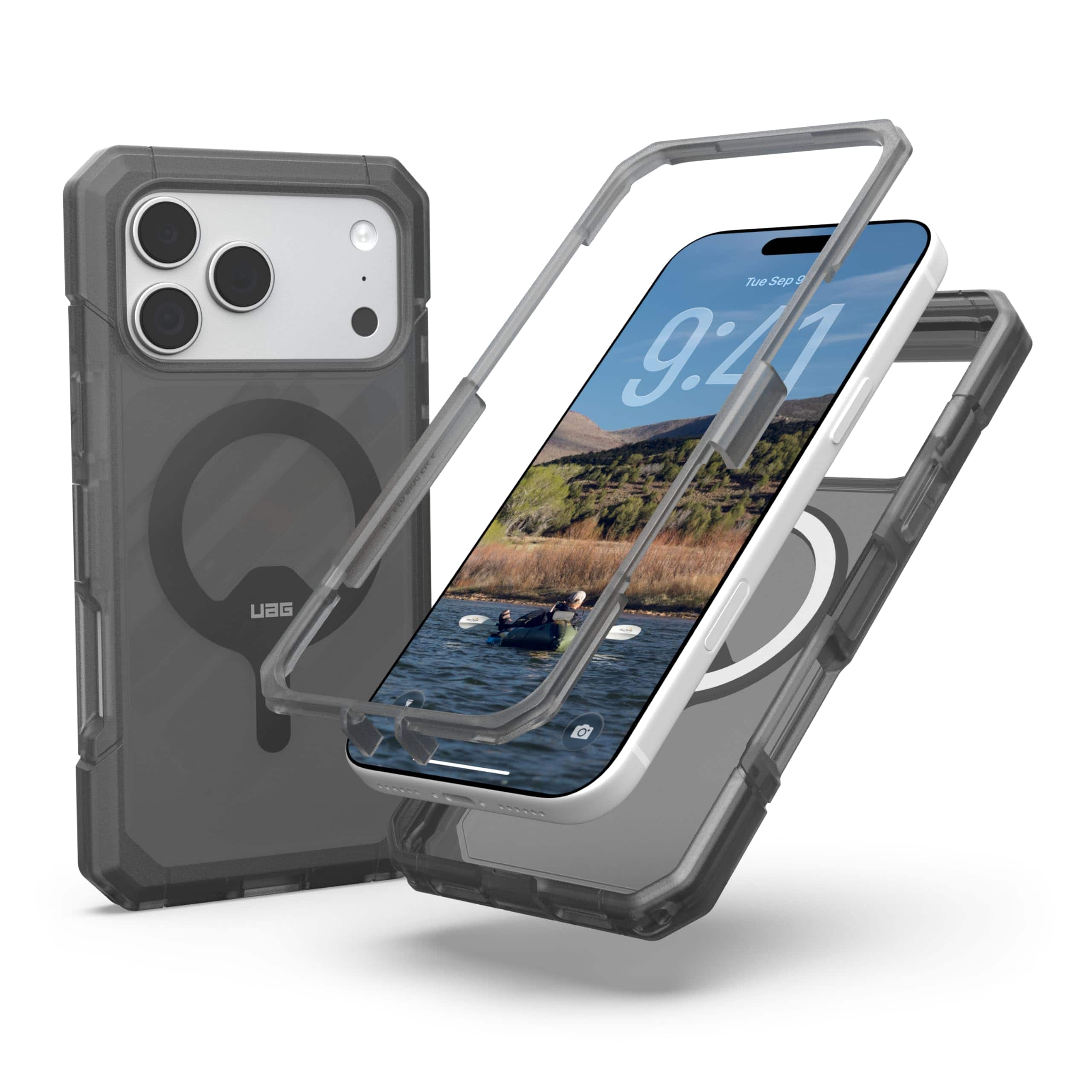 UAG - iPhone 17 Pro Max Case with MagSafe, Full Body 2-Piece w/ Integrated Port Cover, Rugged Protective Cover, Trooper - Ash