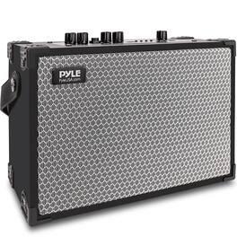 Pyle - Vintage Bluetooth Speaker – Leather, Portable, TWS, FM Radio, 120W Bass, 5H Playtime, AUX, Mic In