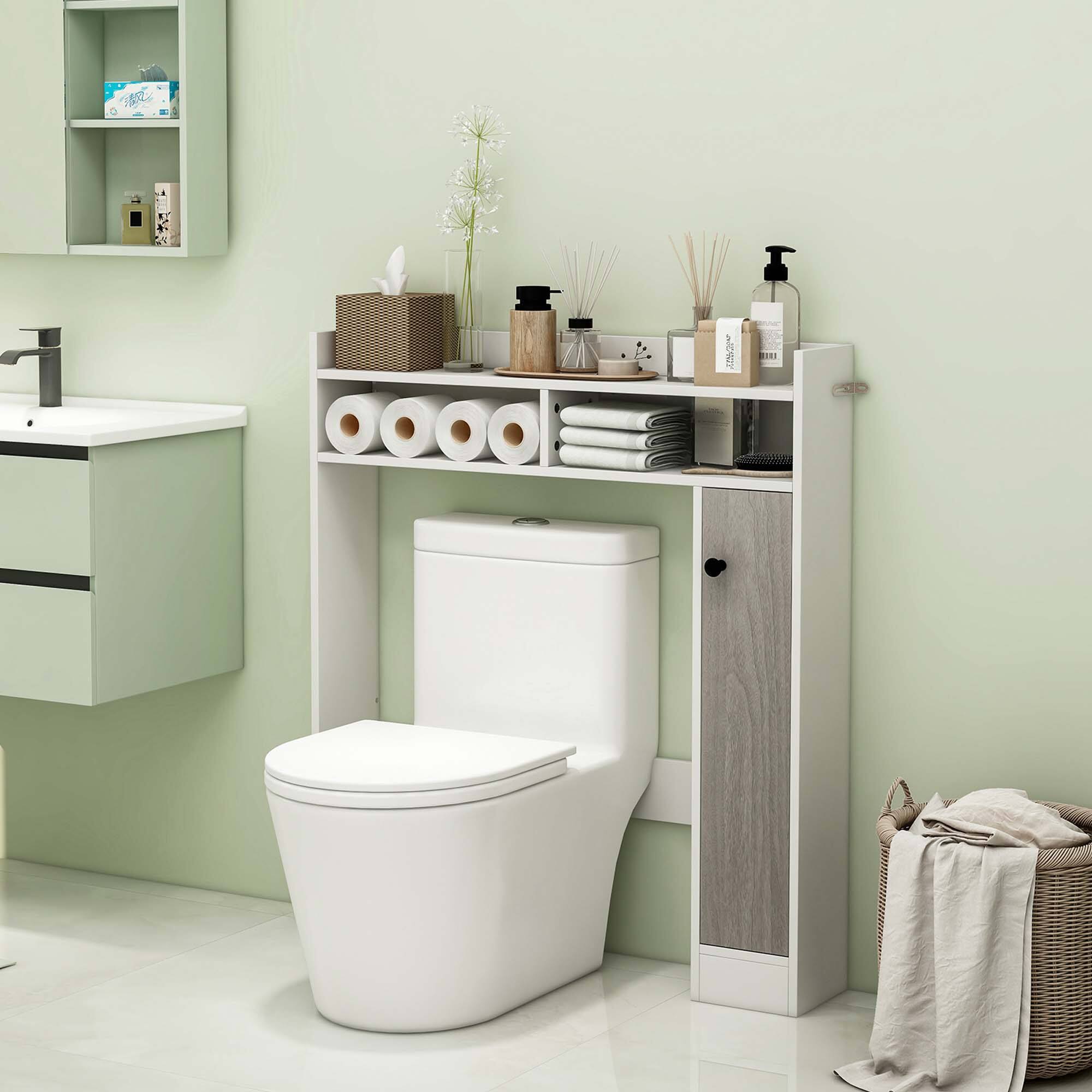 Alt View 1. Costway - Costway Over the Toilet Bathroom Cabinet Floor Storage Organizer with Adjustable Shelves White - White.