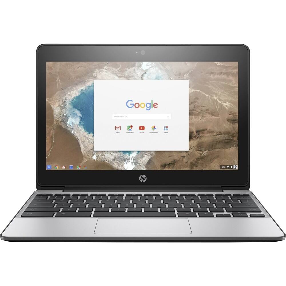 Front. HP - 11.6" Touch-Screen Chromebook - Intel Celeron - 4GB Memory - 16GB eMMC Flash Memory - Black.