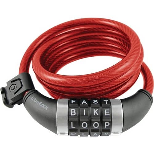 WordLock - 5' Combination Resettable Cable Lock - Red - Larger Front