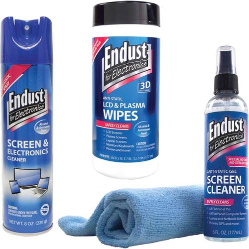 Endust - Anti-Static Spray and Gel Screen Cleaners and Pop-Up Wipes Kit