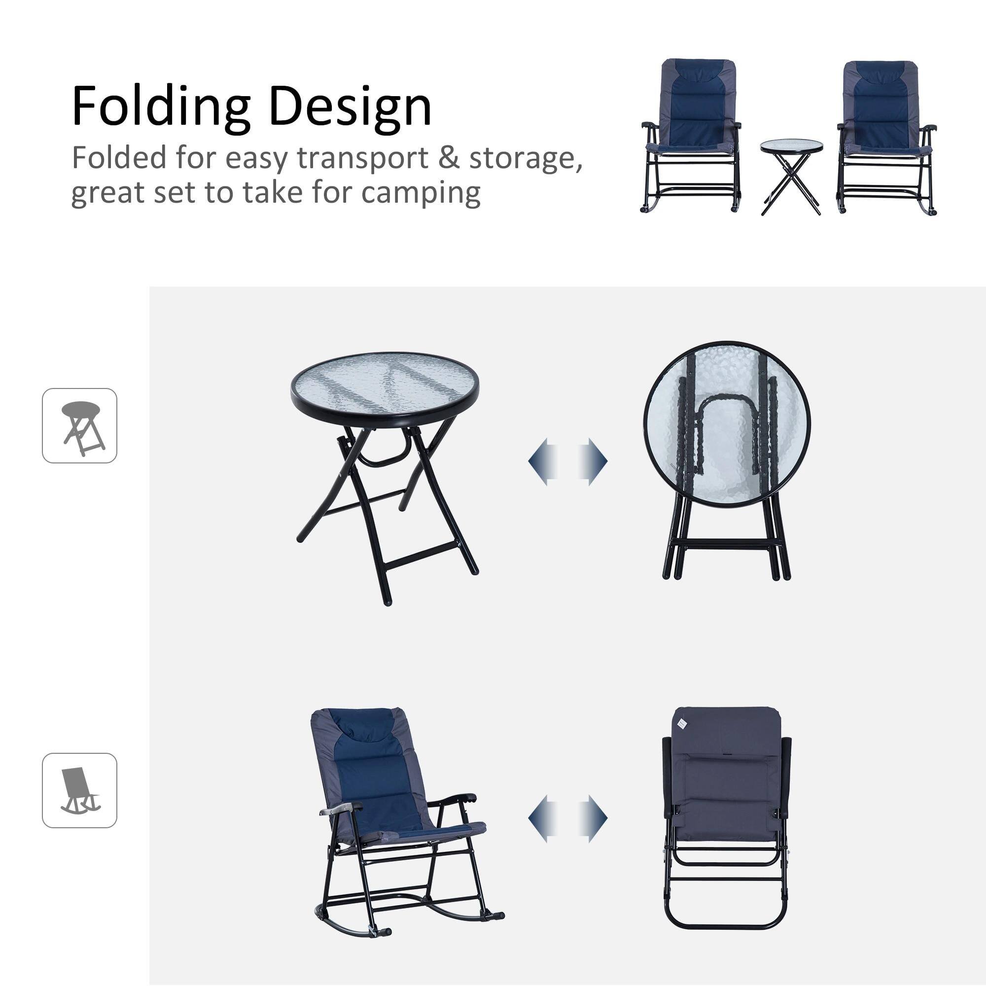 Folding Design  
Folded for easy transport & storage, great set to take for camping