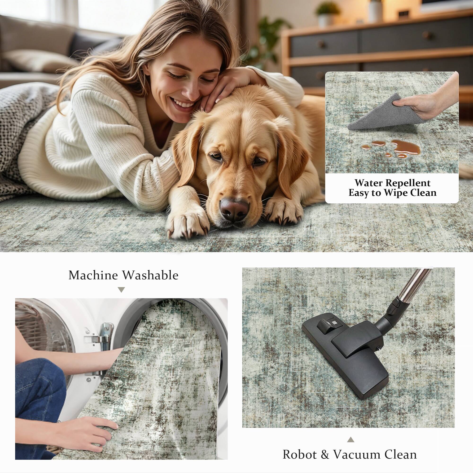 Water Repellent  
Easy to Wipe Clean  
Machine Washable  
Robot & Vacuum Clean