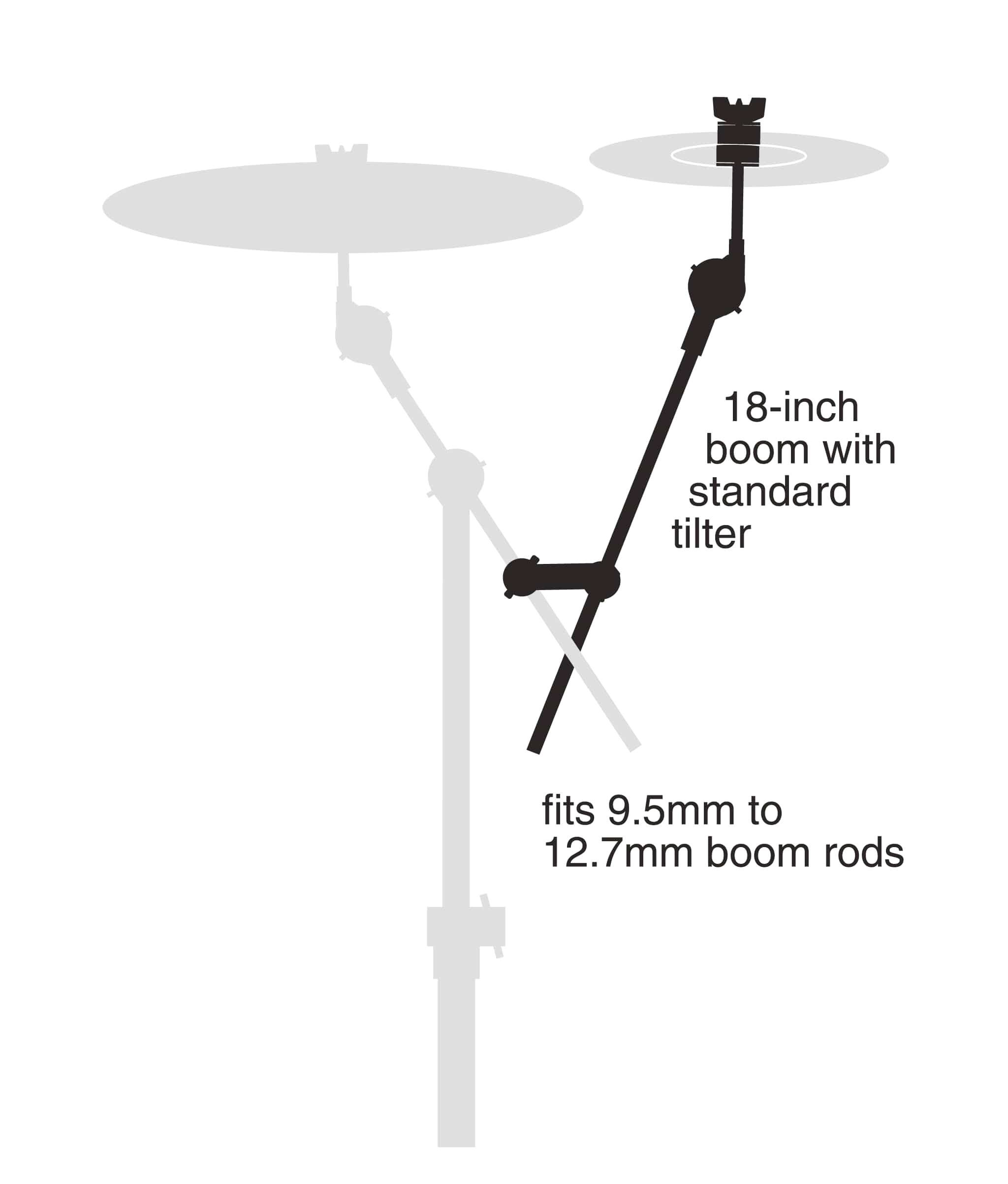 18-inch boom with standard tilter  
fits 9.5mm to 12.7mm boom rods