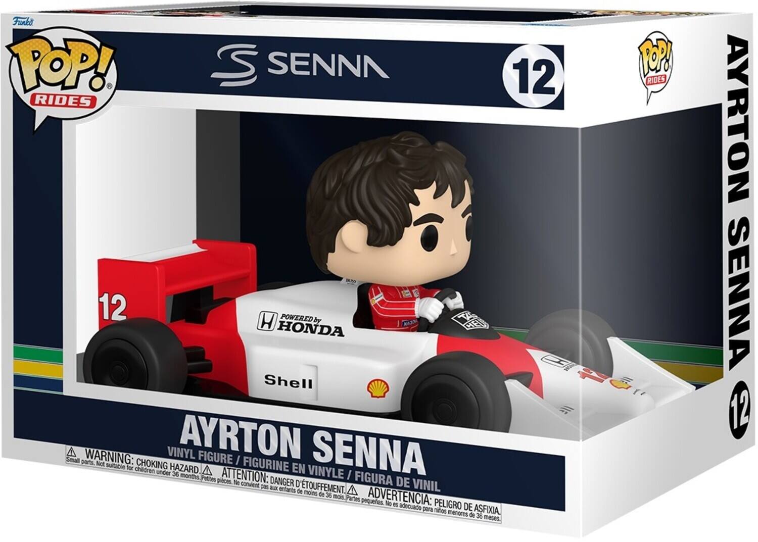 Funbo POP! RIDES  
SENNA  
12 RIDES  
12  
POWERED by HONDA  
Shell  

AYRTON SENNA  
VINYL FIGURE / FIGURINE EN VINYLE / FIGURA DE VINIL  
WARNING: CHOKING HAZARD. Small parts. Not suitable for children under 36 months.  
ATTENTION: DANGER DE TOUFFEMENT. Petites pièces. Ne convient pas aux enfants de moins de 36 mois.  
ADVERTENCIA: PELOIGRO DE ASFIXIA. Partes pequeños. No es adecuado para niños menores de 36 meses.
