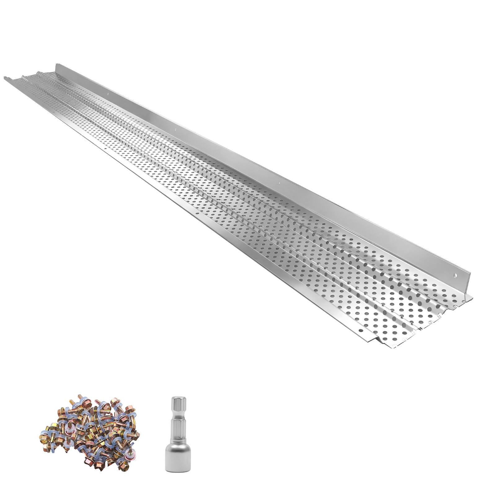 Alt View 5. VEVOR - Gutter Guard, 6 in Aluminum Gutter Cover Heavy-Duty, 52ft Length Protection Cover for Leaf & Debris, 0.02 in Thickness - Sliver.