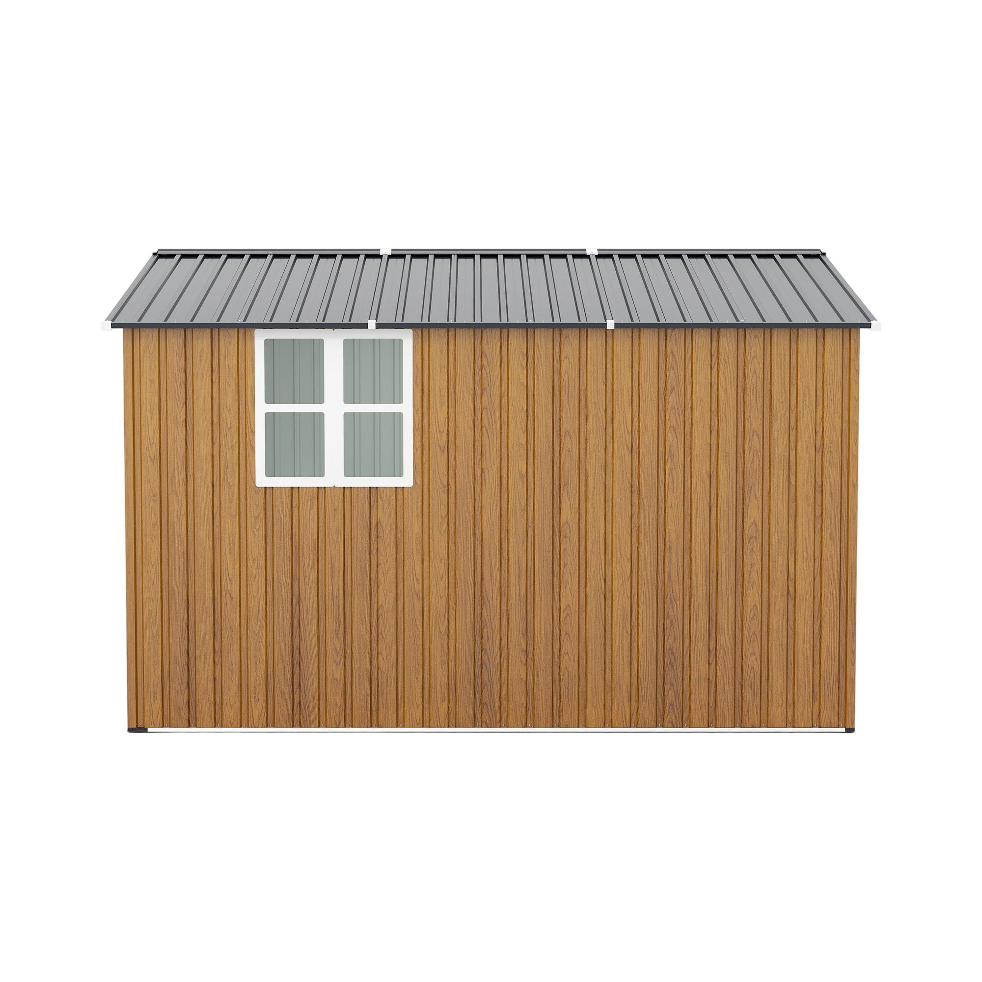Alt View 8. Mondawe - 10x12 Ft Outdoor Storage Shed with Dual-Zone Design for Tools and Firewood and Window - Yellow.