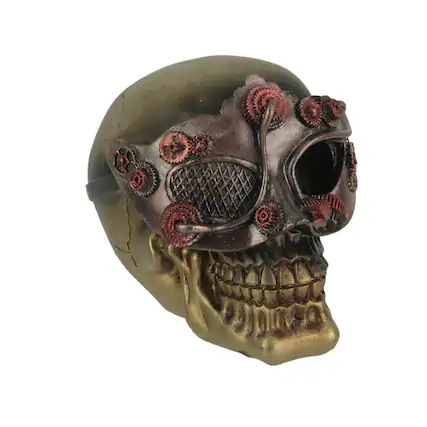 Front. Everspring Import Co. - Resin Steampunk Masquerade Skull Statue Gothic Home Decor Figurine Sculpture Art - Bronze.