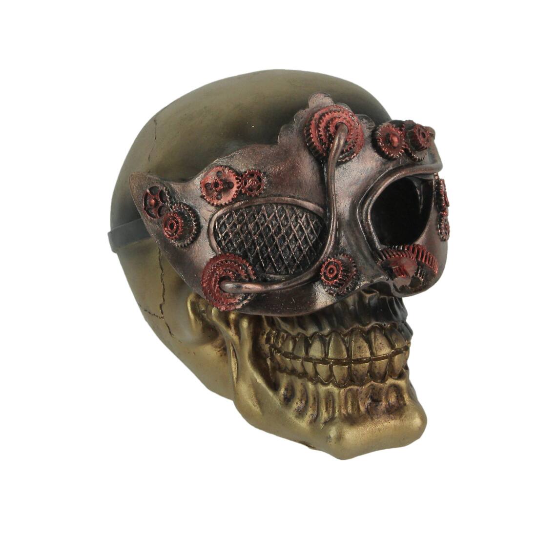 Front. Everspring Import Co. - Resin Steampunk Masquerade Skull Statue Gothic Home Decor Figurine Sculpture Art - Bronze.