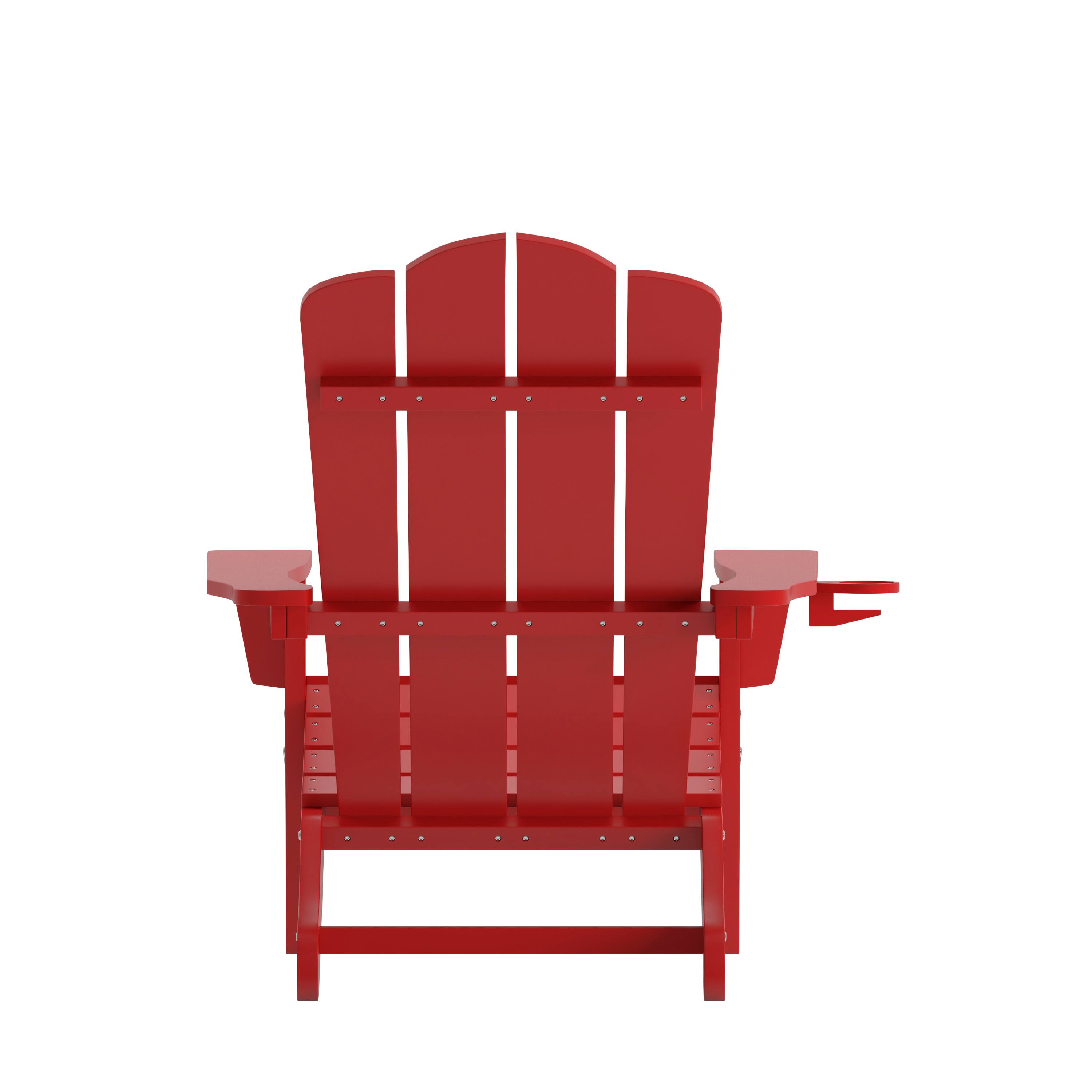 Alt View 7. Emma + Oliver - Tiverton Adirondack Chair with Cup Holder, Weather Resistant HDPE Adirondack Chair - Red.
