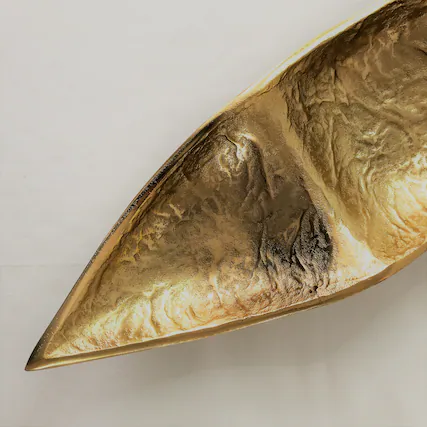 Front. Jiallo - Triple section boat shape Gold colour nuts tray - Gold.