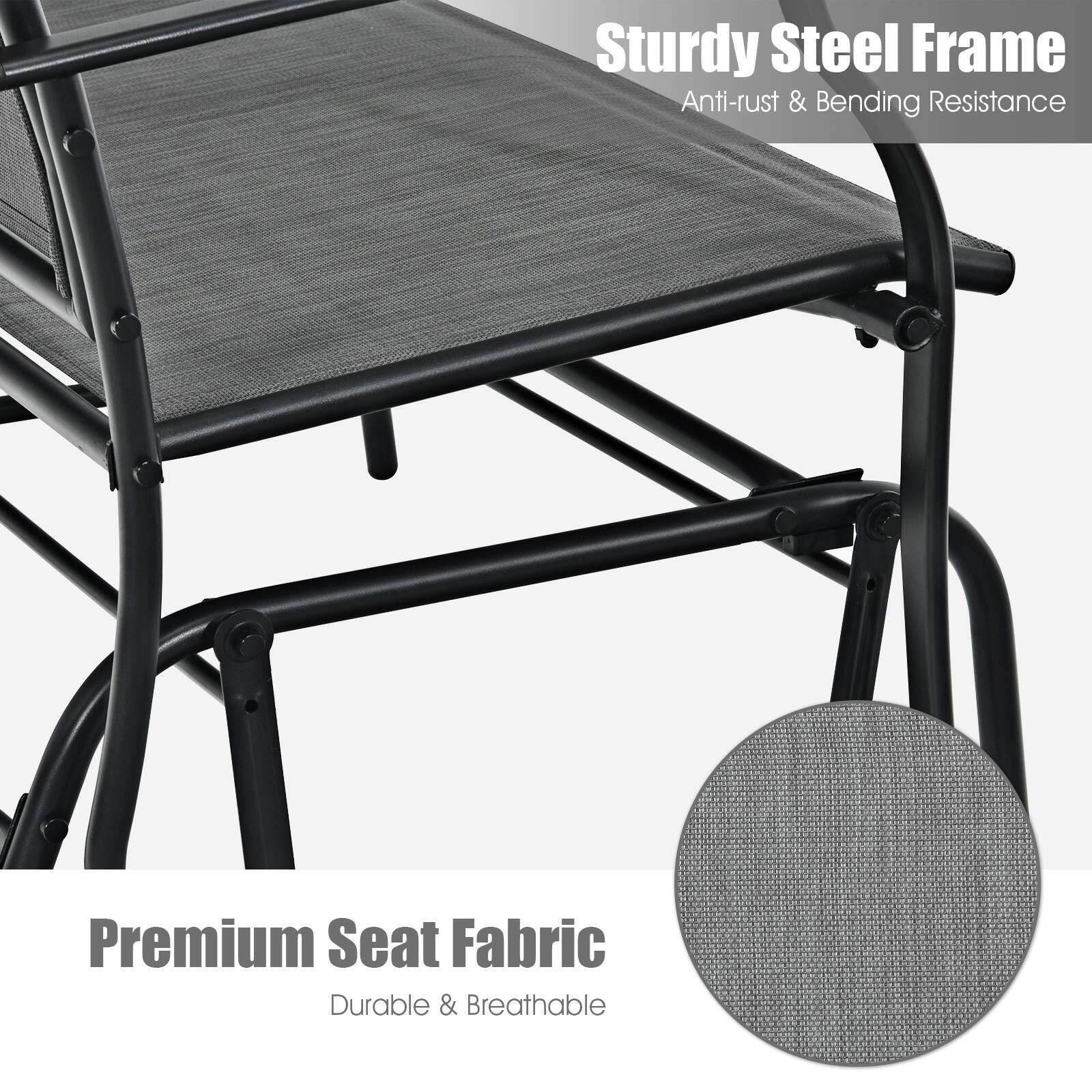 Sturdy Steel Frame, Anti-rust & Bending Resistance, Premium Seat Fabric, Durable & Breathable
