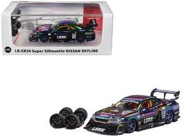 CM Models - Nissan Skyline LB-ER34 Super Silhouette RHD (Right Hand Drive) #5 Chameleon Metallic with Extra Wheels 1/64 - Multi