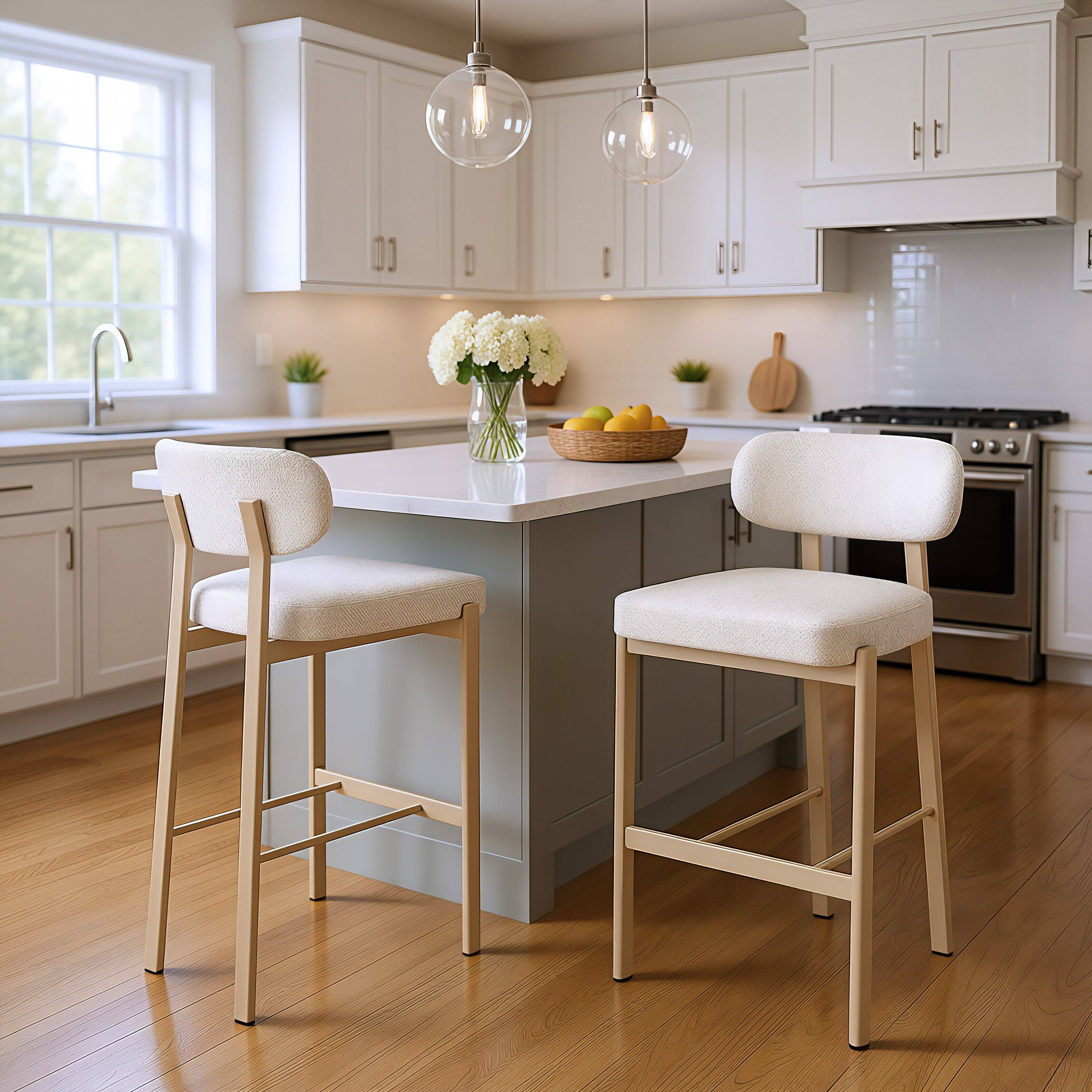 Angle. Hivvago - Aurea Barstool (Set of 2) Light Gray - Light Gray.