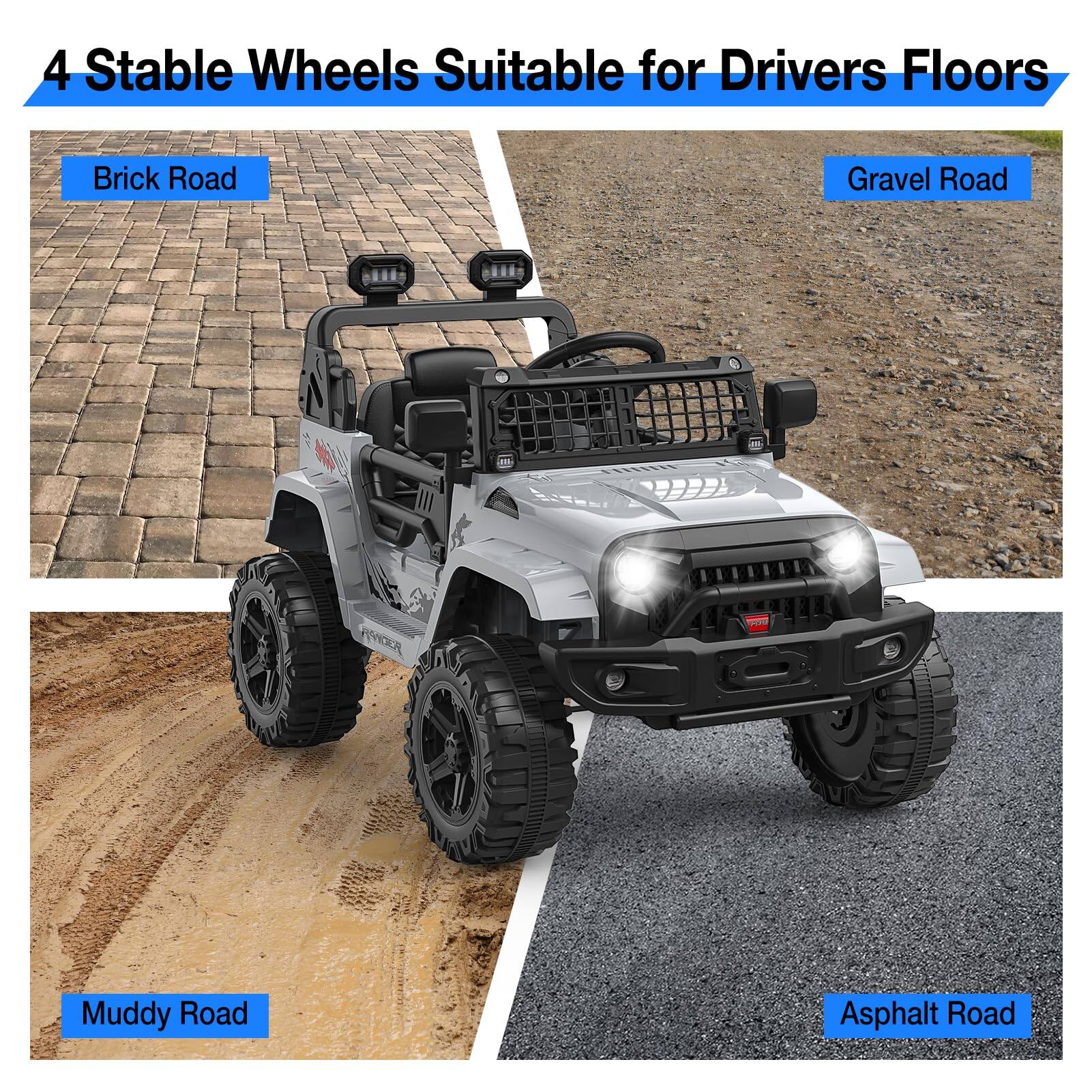 4 Stable Wheels Suitable for Drivers Floors

- Brick Road
- Gravel Road
- Muddy Road
- Asphalt Road