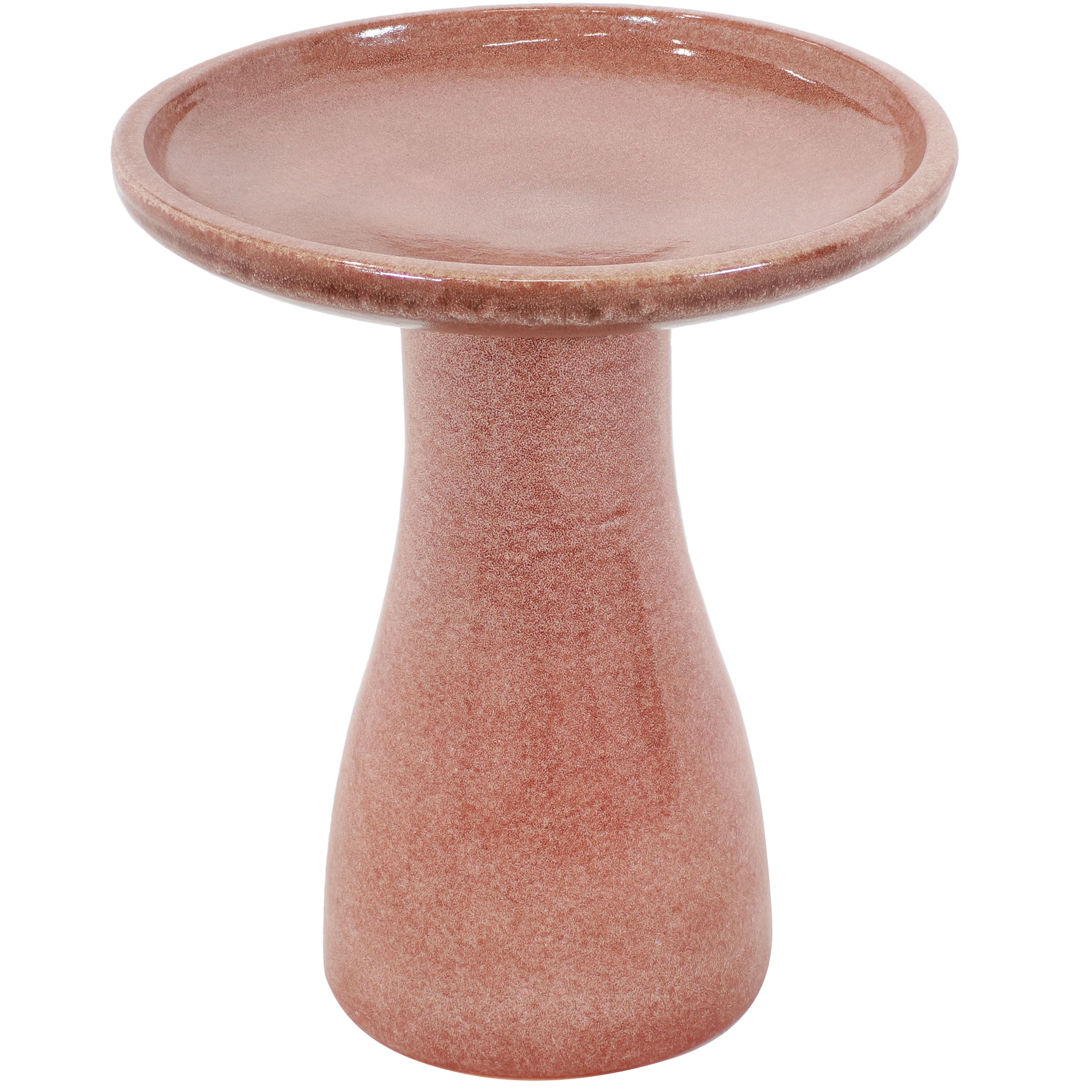 Sunnydaze - Duo-Tone Outdoor High-Fired Ceramic Glazed Bird Bath - Lava