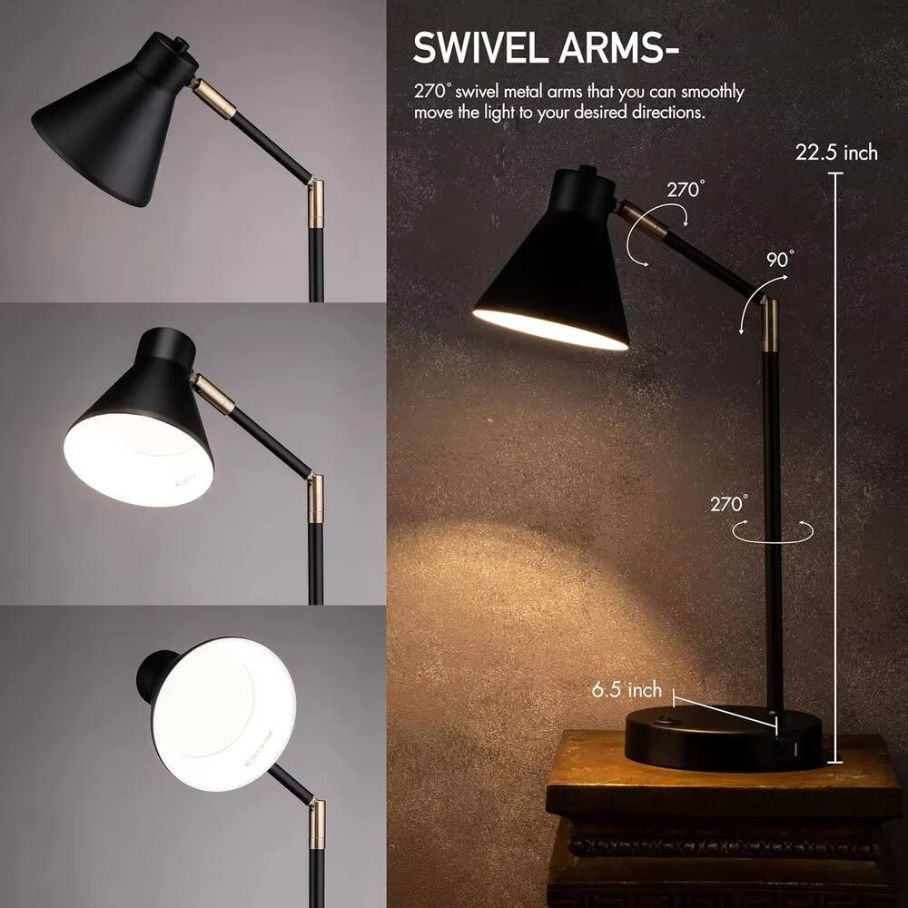 SWIVEL ARMS-  
270° swivel metal arms that you can smoothly move the light to your desired directions.  
22.5 inch  
90°  
270°  
6.5 inch