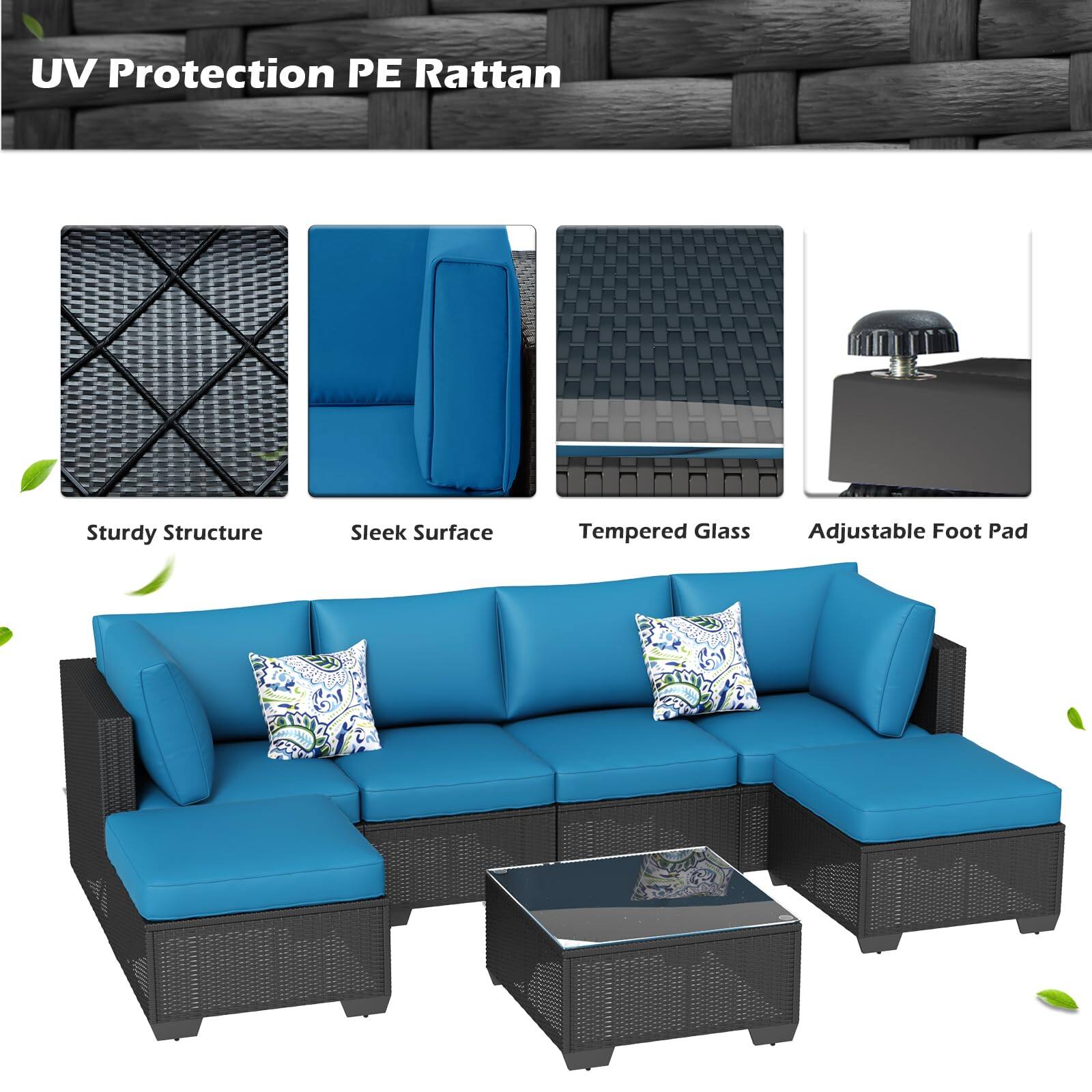 UV Protection PE Rattan

- Sturdy Structure
- Sleek Surface
- Tempered Glass
- Adjustable Foot Pad