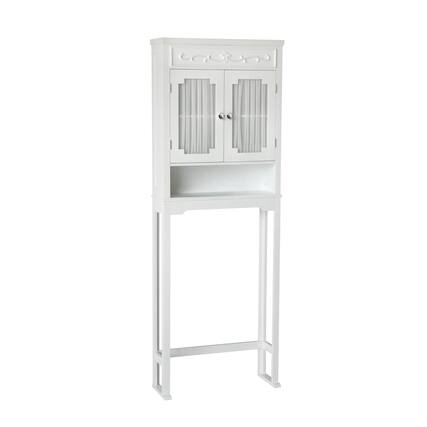 Front. Teamson Home - Lisbon Over-the-Toilet Cabinet with Drapery-Lined Doors - White.