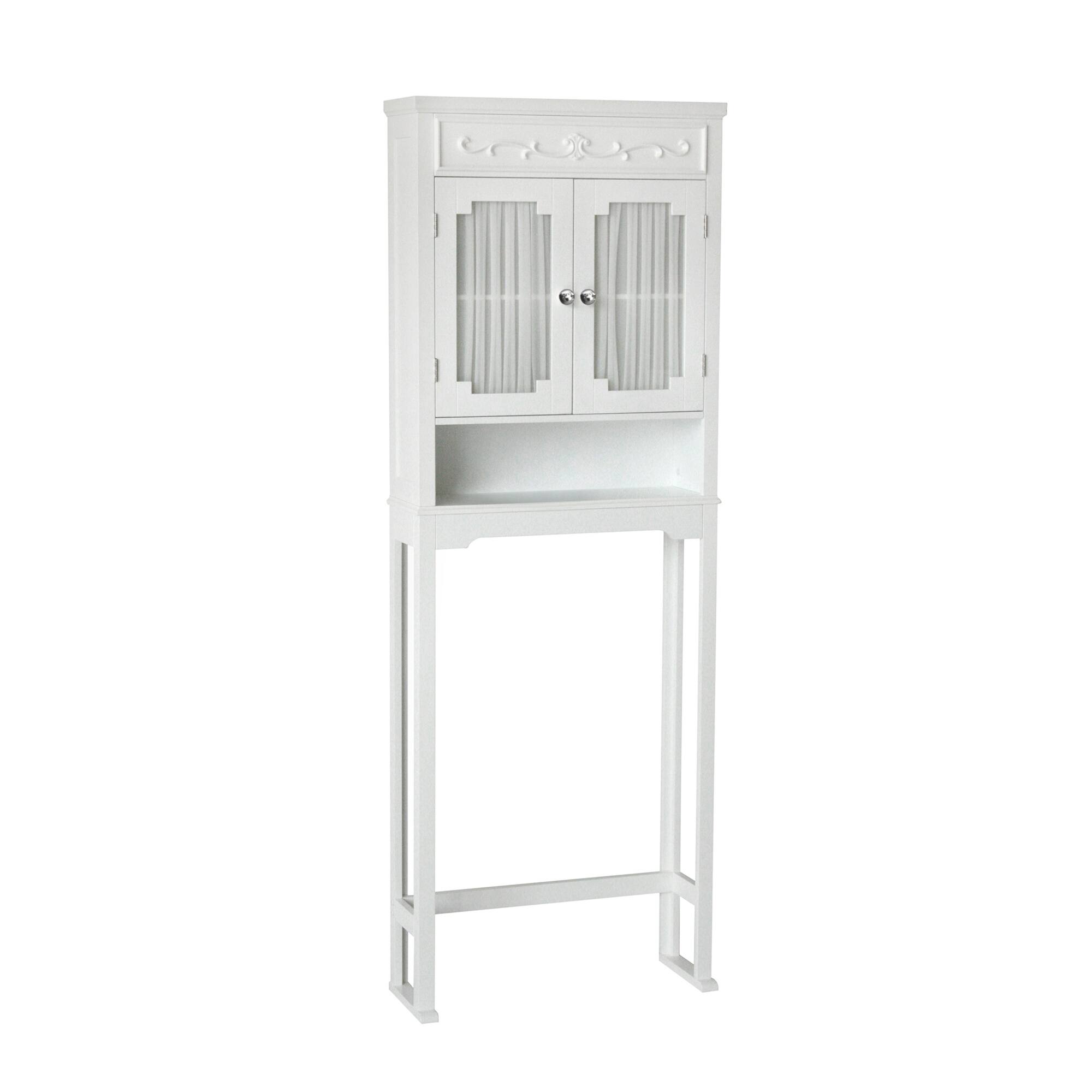 Front. Teamson Home - Lisbon Over-the-Toilet Cabinet with Drapery-Lined Doors - White.