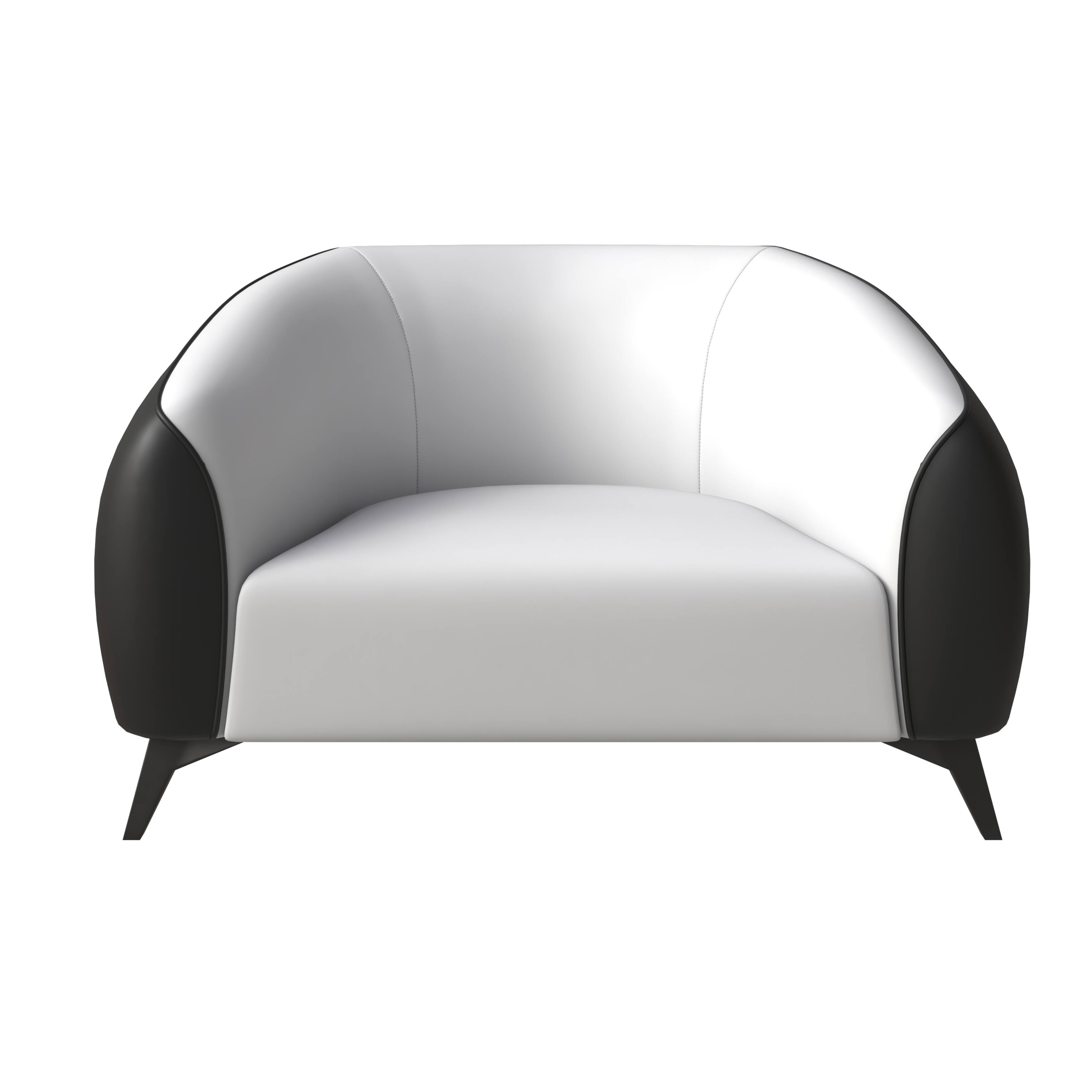 Alt View 2. LeisureMod - Opula Modern Eco-Leather Accent Chair, Steel Base Single Seater Armchair - Black/White.