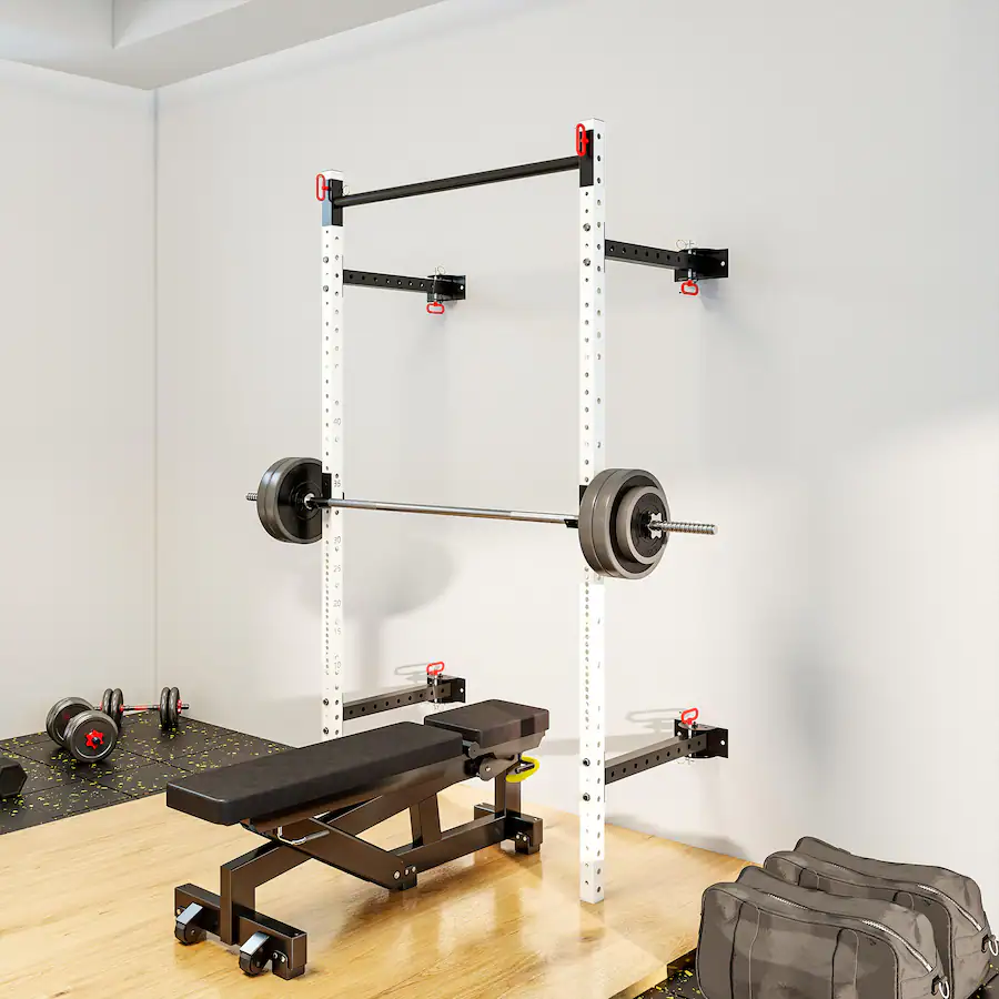 Soozier Folding Squat Rack with Adjustable Pull Up Bar, 1000 Pounds ...